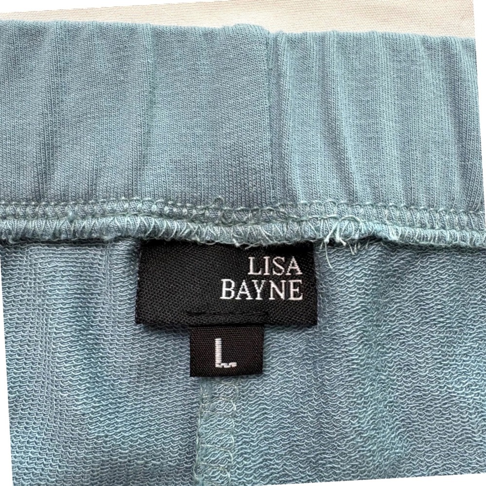Lisa Bayne Womens Large Bamboo Cotton Wide Leg Cropped Lounge Pants Travel Chic - Picture 4 of 7
